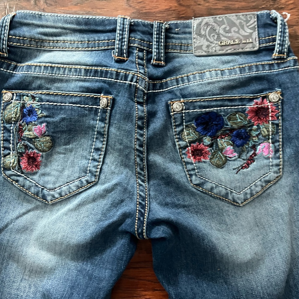 Grace in LA skinny embroidered jeans sz 25